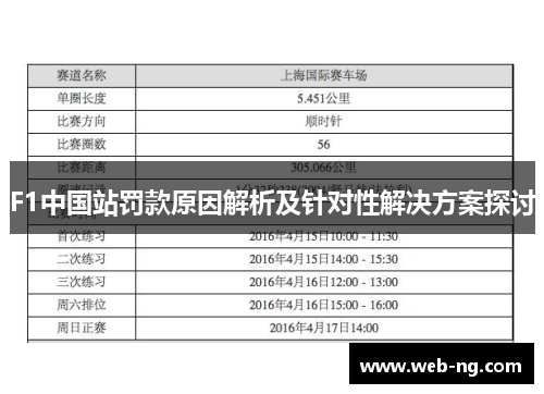F1中国站罚款原因解析及针对性解决方案探讨