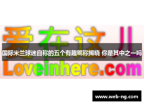 国际米兰球迷自称的五个有趣昵称揭晓 你是其中之一吗